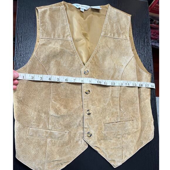 Tan/Camel Color Suede Button-up Vest by Two Twenty - Picture 8 of 10
